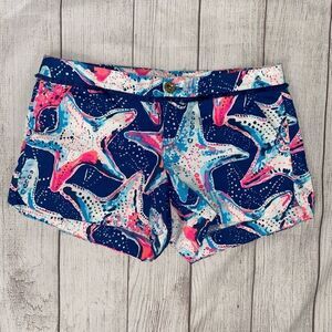 Lily Pulitzer 100% cotton multicolor starfish shorts w/fringe sz 4 women